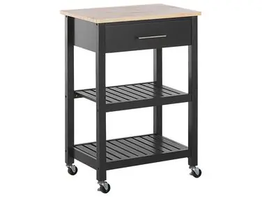 Carrito de cocina HIUMA Madera Negro - Comedor