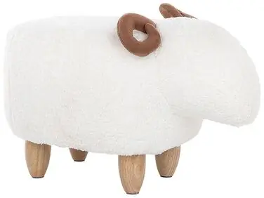Animal Stool LAMB Fabric White Lamb - Living Room