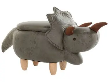Storage Animal Stool TRICERATOPS Fabric Dark Green Dinosaur - Living Room