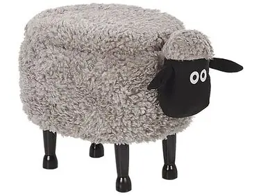 Storage Animal Stool SHEEP Fabric Grey Sheep - Living Room