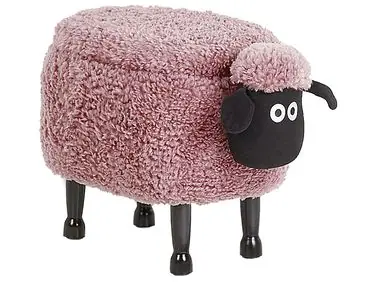 Storage Animal Stool SHEEP Fabric Pink Sheep - Living Room