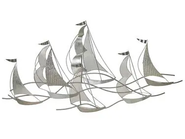 Wall Decor Ship AMERICIUM Metal 67 cm Silver - Home Accessories