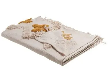 Blanket ADONI Cotton 130 x 180 cm Beige - Home Accessories