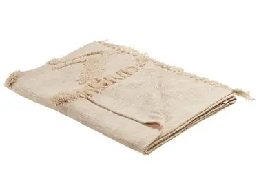 Blanket FATEHPUR Cotton 130 x 180 cm Beige - Home Accessories