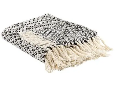 Manta CHYAMA Algodón 125 x 150 cm Negro/Beige - Accesorios decorativos