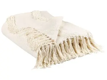 Blanket KHARI Cotton 125 x 150 cm Light Beige - Home Accessories