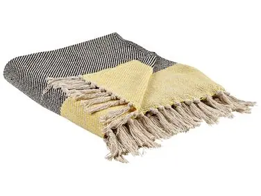 Manta LAPU Algodón 125 x 150 cm Mostaza - Accesorios decorativos