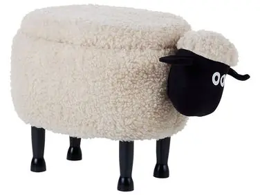 Storage Animal Stool SHEEP Fabric Light Beige Sheep - Living Room