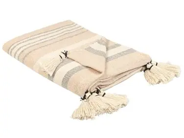 Blanket YARSELI Cotton 130 x 170 cm Beige - Home Accessories