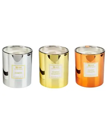 Conjunto de 3 velas aromáticas METALLIC GLAMOUR 9 cm Multicolor - Accesorios decorativos