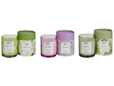 Conjunto de 3 velas aromáticas COLORFUL BARREL Cera de soja Notas frescas Notas florales - Accesorios decorativos