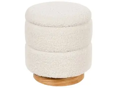 Puf con almacenaje OGDEN Bouclé Blanco - Sala de estar