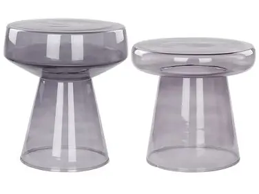 Conjunto de 2 mesas auxiliares LAGUNA/CALDERA Vidrio Gris - Sala de estar