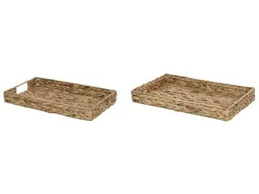 Conjunto de 2 bandejas decorativas KONTUM Mimbre Natural - Accesorios decorativos
