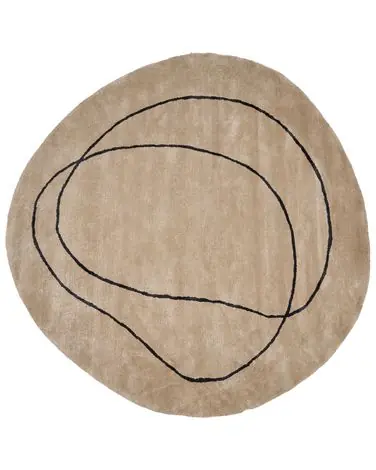 Alfombra DIGRI Beige ø 200 cm Viscosa - Accesorios decorativos