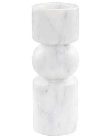 Candle Holder IOANNINA Stone 20 cm White - Home Accessories
