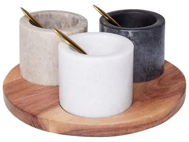 3 Bowl Serving Tray with Teaspoon HERAKLION Stone Multicolour - Home Accessories