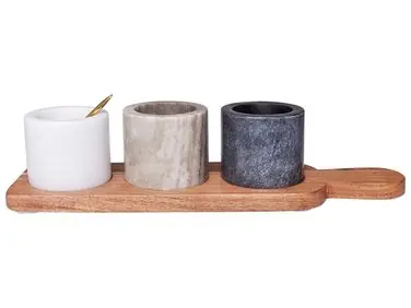 3 Bowl Serving Tray with Teaspoon PATRAS Stone Multicolour - Home Accessories