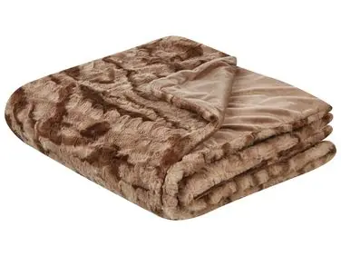 Blanket BAKIRA Faux Fur 200 x 220 cm Brown - Home Accessories