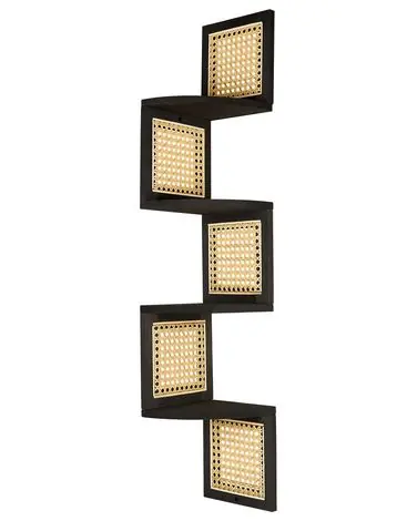 4 Tier Shelving Unit ALDER Paulownia Wood 101 cm Black - Living Room