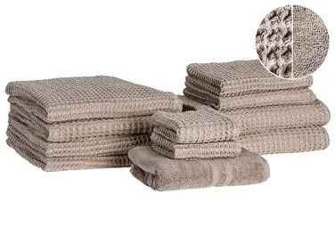Conjunto de 11 toallas AREORA Algodón Gris pardo - Accesorios decorativos