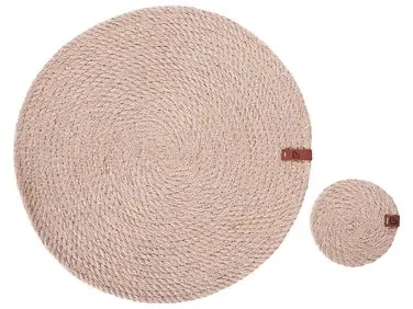 12 Piece Placemats and Coasters Set MUNTRIES Jute Natural - Home Accessories