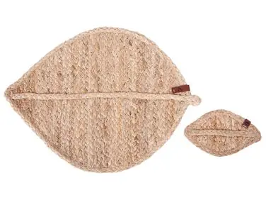 12 Piece Placemats and Coasters Set PEPPERLEAF Jute Natural - Home Accessories