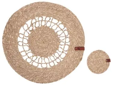 12 Piece Placemats and Coasters Set PEPPERBERRY Seagrass Natural - Home Accessories