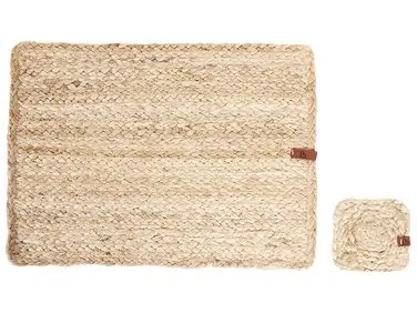 12 Piece Placemats and Coasters Set QUANDONG Jute Natural - Home Accessories