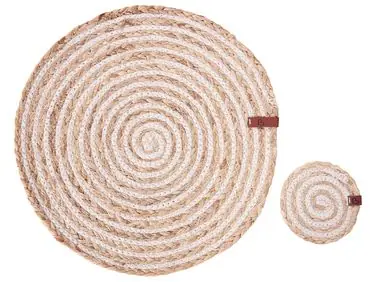 Conjunto de manteles individuales y posavasos QUININE Yute Natural - Accesorios decorativos