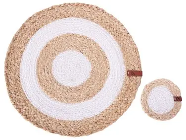 12 Piece Placemats and Coasters Set TUMERIC Jute Natural - Home Accessories