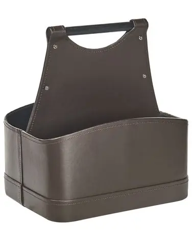 Basket URUK Faux Leather Dark Brown - Home Accessories
