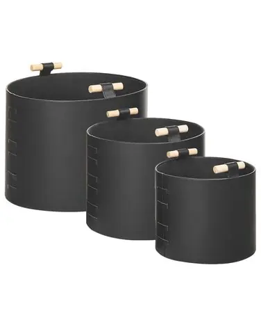 Conjunto de 3 cestas ARAM Piel sintética Negro - Accesorios decorativos
