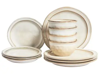 Vajilla de 12 piezas CHIVES Gres Beige claro - Accesorios decorativos