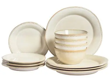 Vajilla de 12 piezas CHERVIL Gres Beige claro - Accesorios decorativos