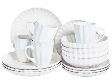 Vajilla de 16 piezas NETTLE Gres Blanco crema - Accesorios decorativos