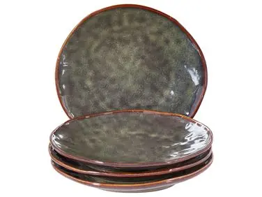 Conjunto de 4 platos de postre THYME Gres Verde oscuro - Accesorios decorativos