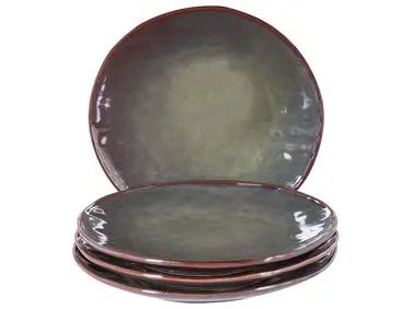 Conjunto de 4 platos llanos THYME Gres Verde oscuro - Accesorios decorativos
