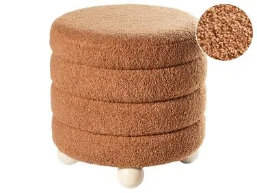 Puf CHILLY Bouclé Marrón dorado - Sala de estar