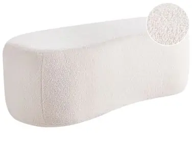 Puf BAYARD Bouclé Blanco crema - Sala de estar