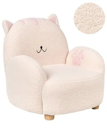 Sillón infantil Gato ZOAR Bouclé Blanco crema - Sala de estar
