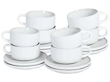 Conjunto de 8 tazas con platillo SESAME Gres Blanco crema - Accesorios decorativos