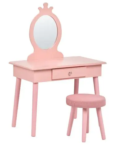 Tocador infantil con taburete MARGIE Rosa - Habitación infantil