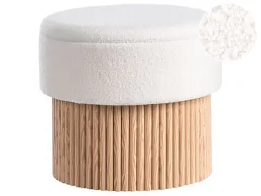 Puf con almacenaje RICHEY Bouclé Blanco crema - Sala de estar