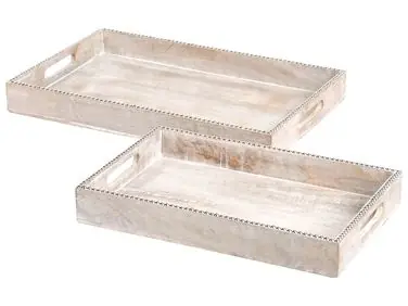 Conjunto de 2 bandejas de servir QUENA Madera de mango Marrón claro - Accesorios decorativos