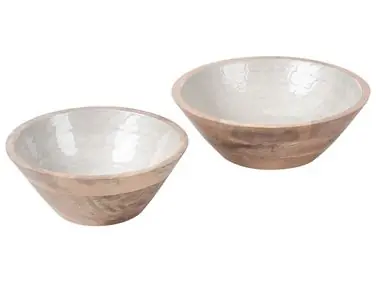 Conjunto de 2 cuencos decorativos ARISH Madera de mango Marrón/Blanco - Accesorios decorativos