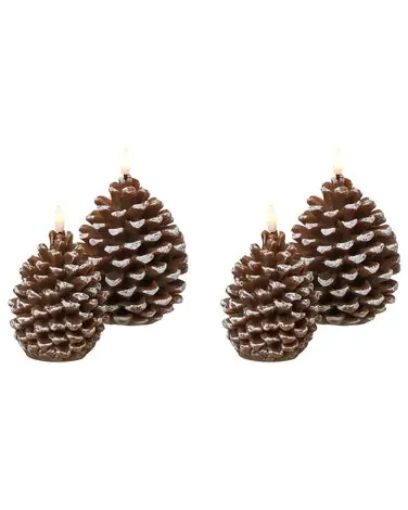 Conjunto de 4 velas LED IVRESSE Piña 15/12 cm Marrón - Accesorios decorativos