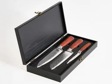 Conjunto de 3 cuchillos Acero de Damasco KASHIWA Marrón - Accesorios decorativos