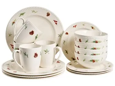 Vajilla de 16 piezas MARJORAM Porcelana Blanco - Accesorios decorativos