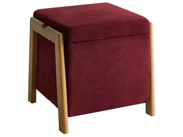 Puf con almacenaje EDLAND Tela 45 cm 43 cm Borgoña - Sala de estar